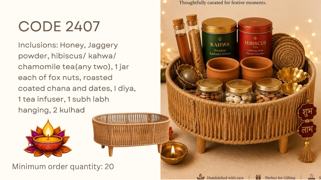 Diwali hamper CODE 2407 — corporate Diwali gift hamper by Nawal Foundation Hamperology
