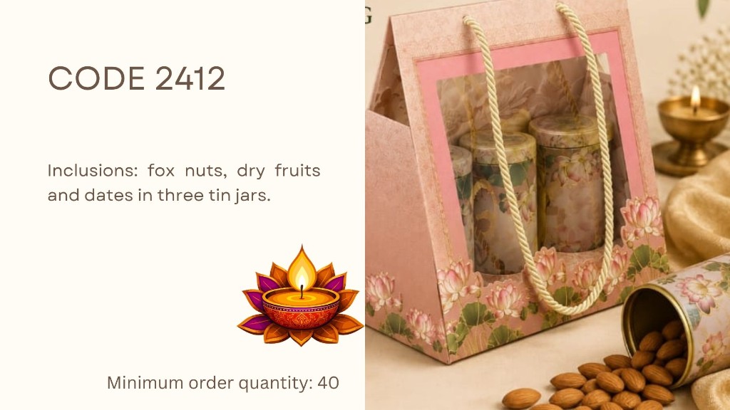 Diwali hamper CODE 2412 — corporate Diwali gift hamper by Nawal Foundation Hamperology